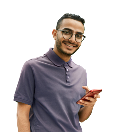 Young man looking at a phone